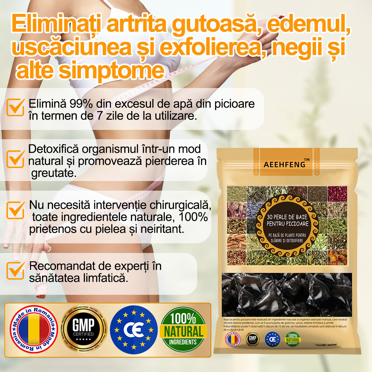 𝐀𝐞𝐞𝐡𝐟𝐞𝐧𝐠™ 30 Perle de baie pentru picioare pe bază de plante pentru slăbire și detoxifiere-❤️👩‍⚕️(Recomandat de Asociația Europeană de Limfologie (ELS））